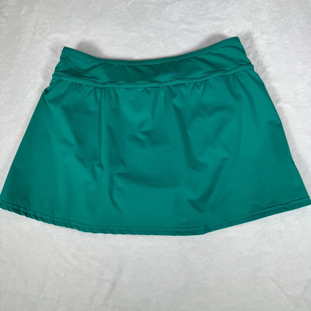Lands' End Womens 2 Teal‎ Green Swim Skirt Attached Brief Liner 524069